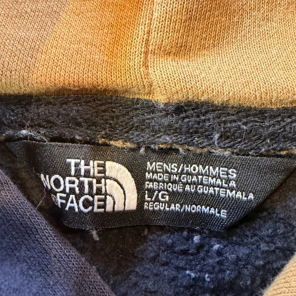 The North Face Mens Sleeve Logo Pullover Hoodie Grey Yellow Large